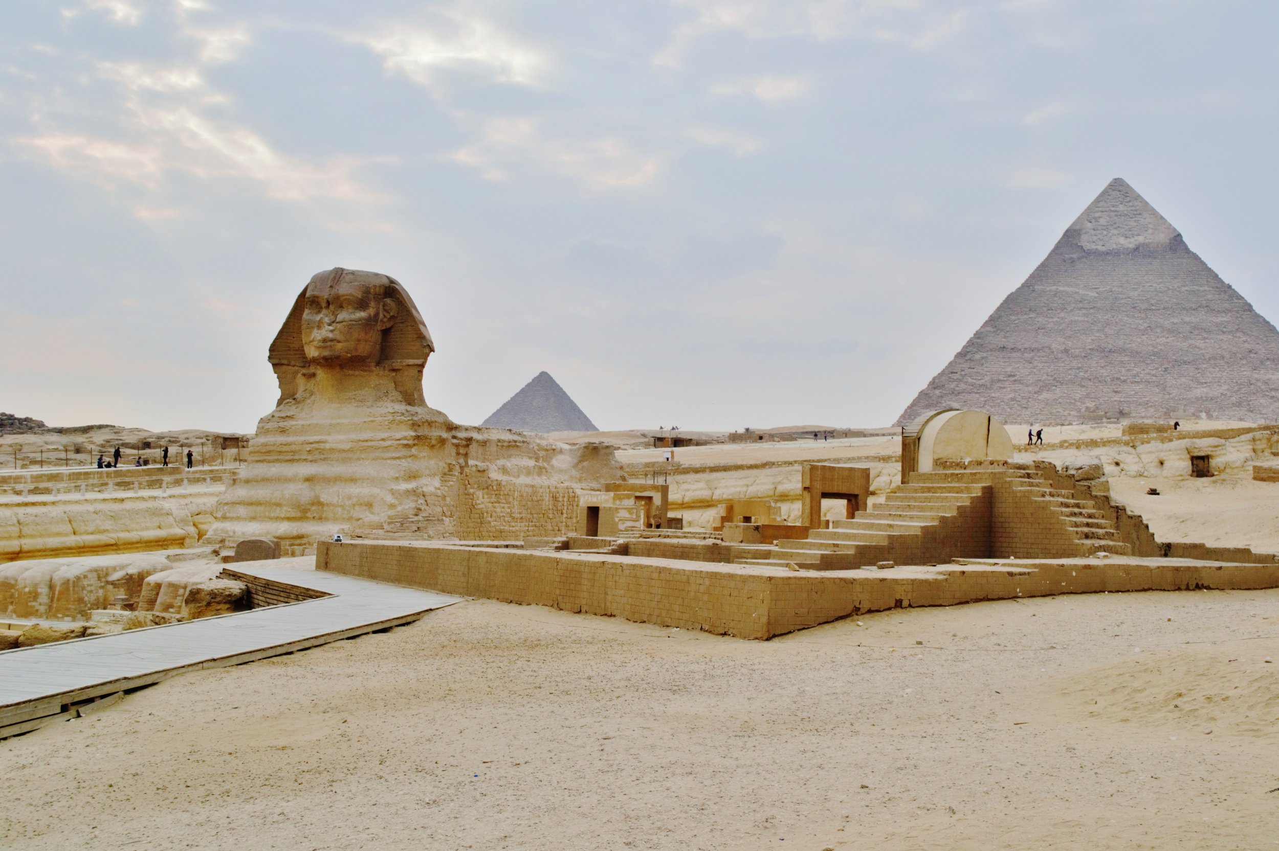 The Sphinx and the pyramids at Giza