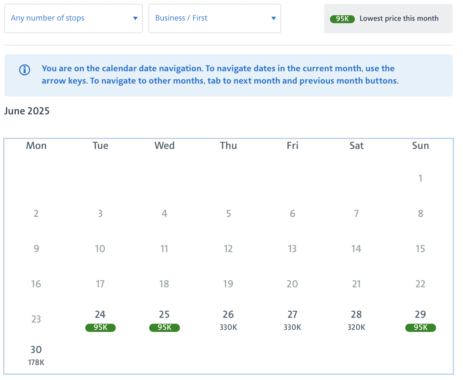 Calendar Search AAdvantage