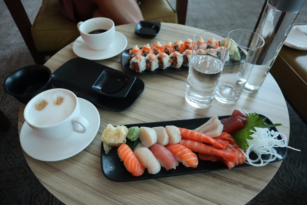 Emirates First Class Lounge Dubai (Concourse B) – Sushi dishes