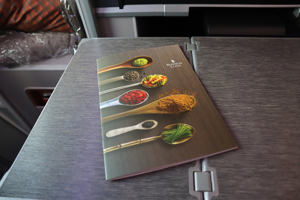 Singapore Airlines 787-10 business class – Menu