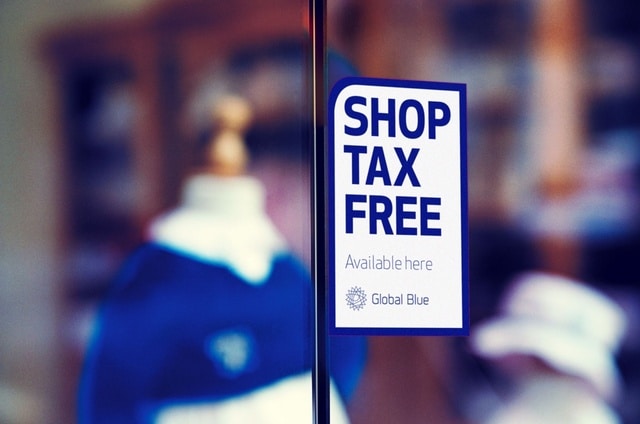 Shop Tax Free sticker
