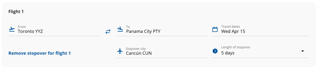 Aeroplan Stopover Step 2