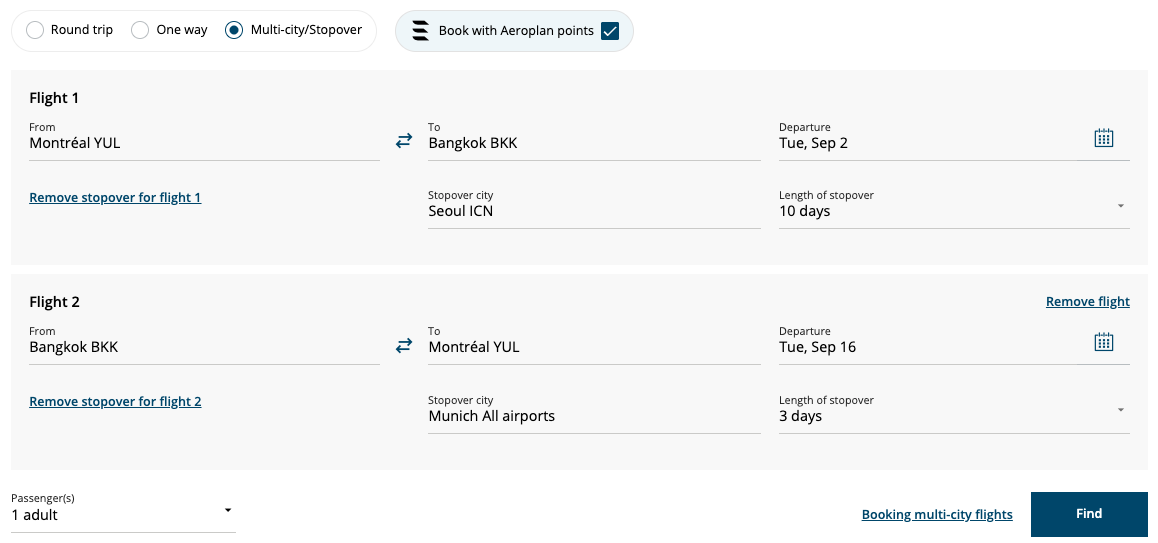 Complex stopover booking