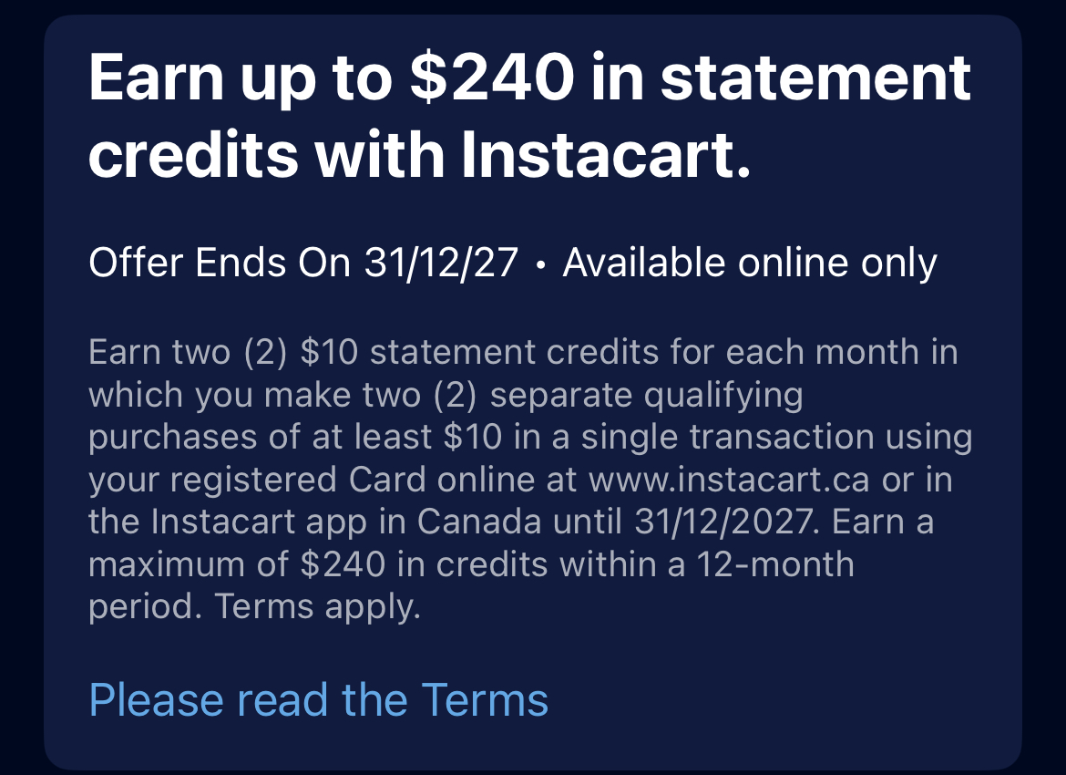amex instacart credit