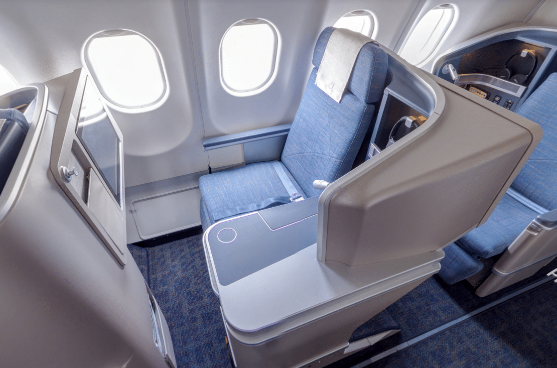 Philippine Airlines business class cabin on the Airbus A330-300