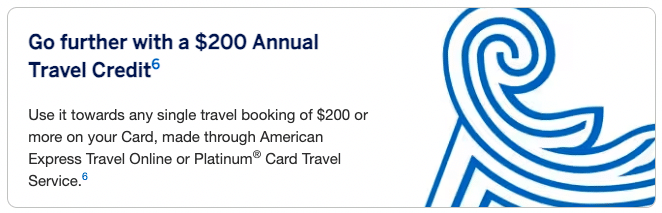 Screenshot of Amex $200 annual travel credit