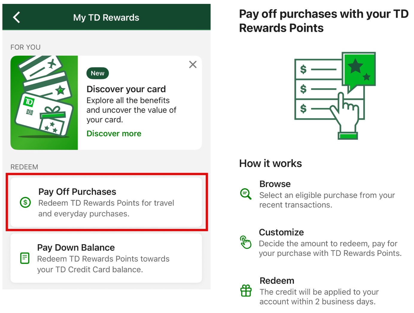 TD Pay Off Purchases