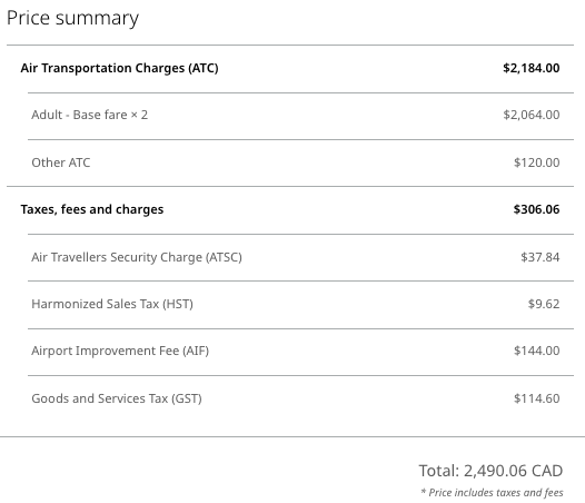 WestJet YYC YYZ premium no voucher