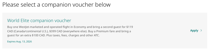 WestJet Companion Voucher 2025