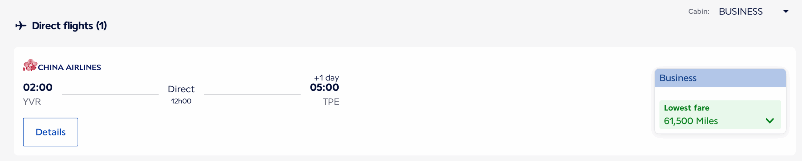 china airlines yvr tpe