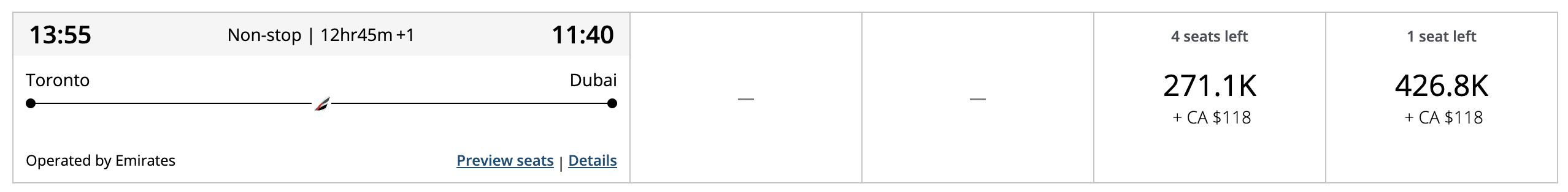 you can still fly emirates first class using aeroplan points