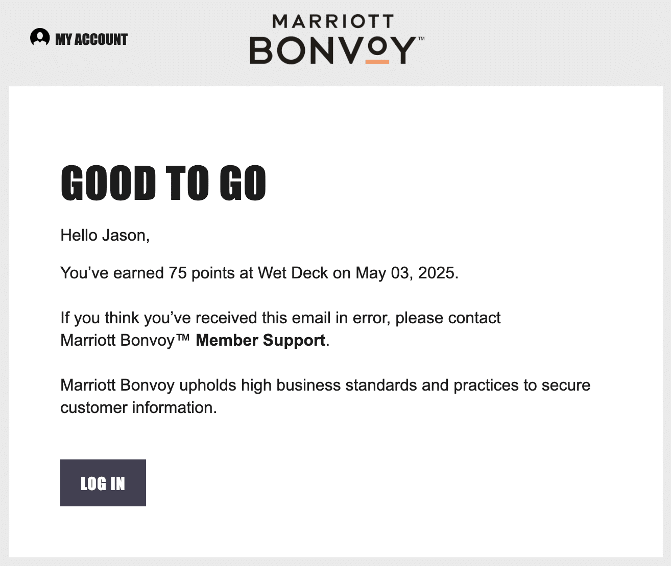 earn points from food and beverage purchases at Marriott properties