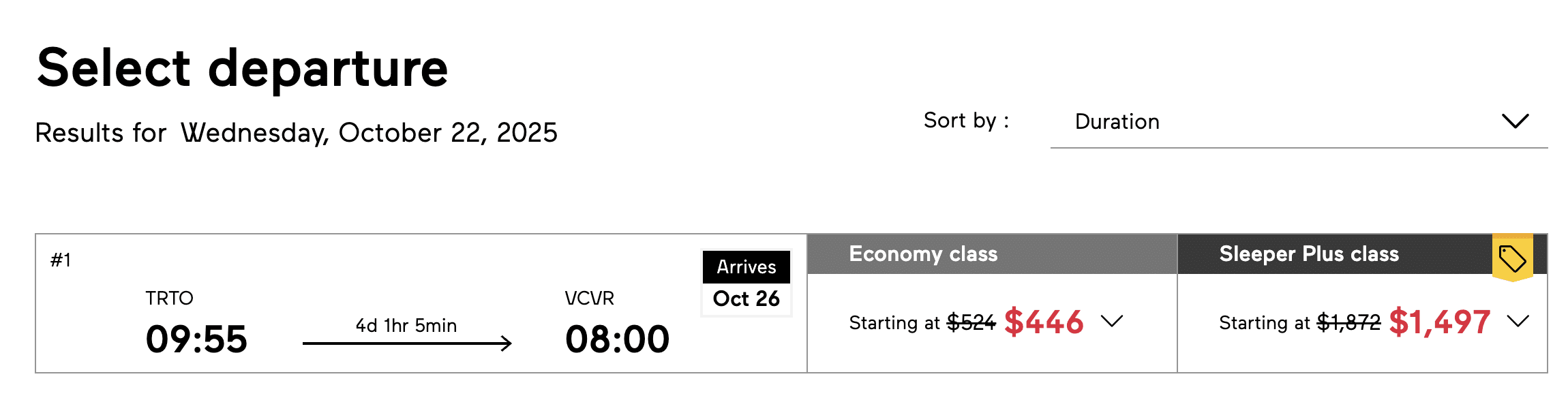 VIA Rail Toronto to Vancouver