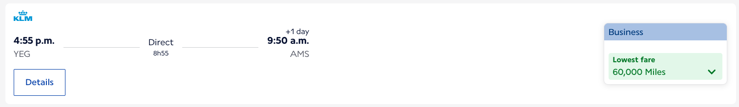 Flying Blue 60k YEG AMS