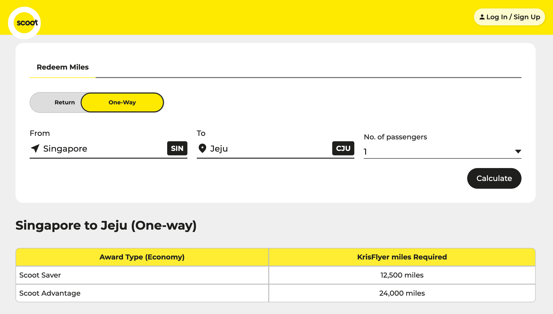 Scoot miles calculator