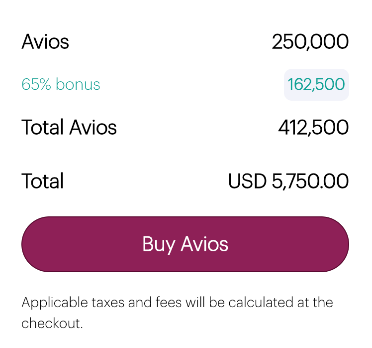 qatar avios buy points 65 bonus checkout