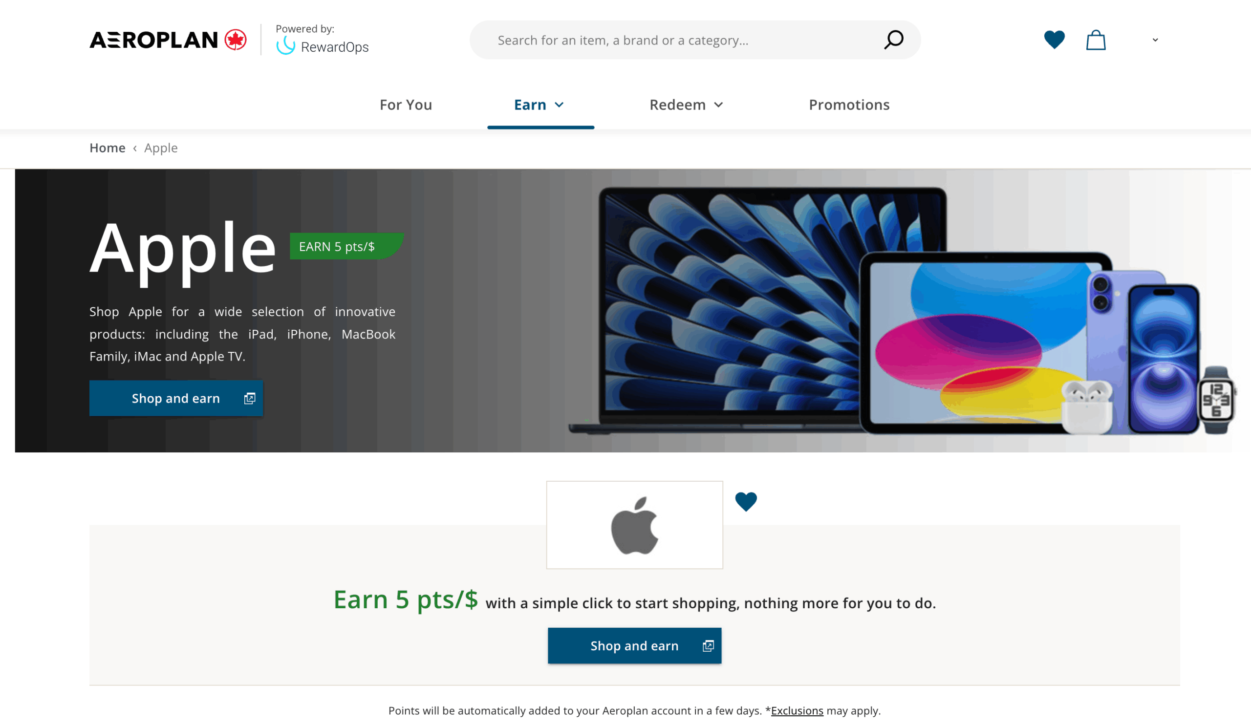 Aeroplan eStore Apple