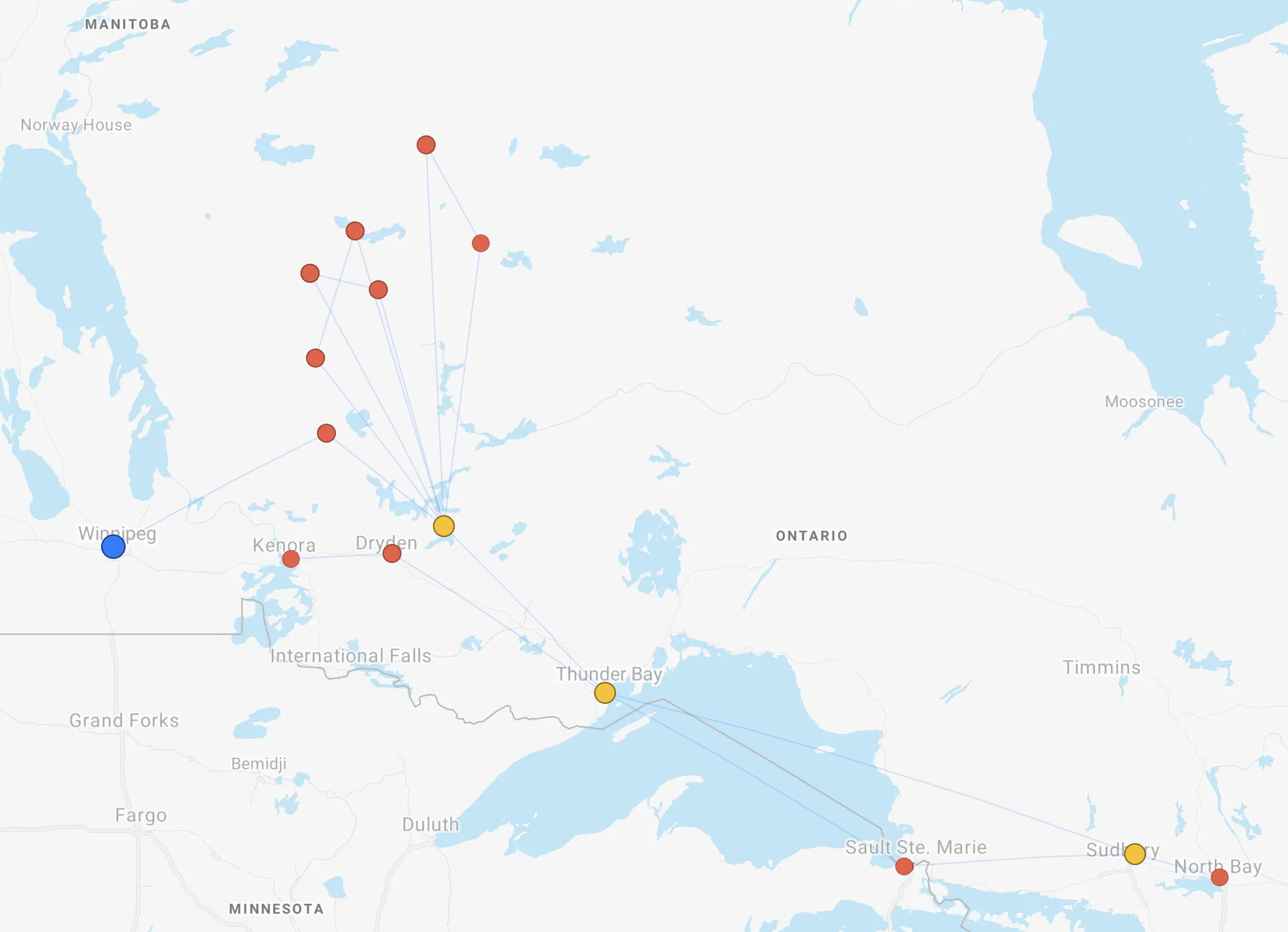 Bearskin Airlines Route Map