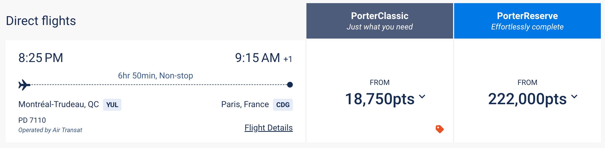 porter award sale yul cdg