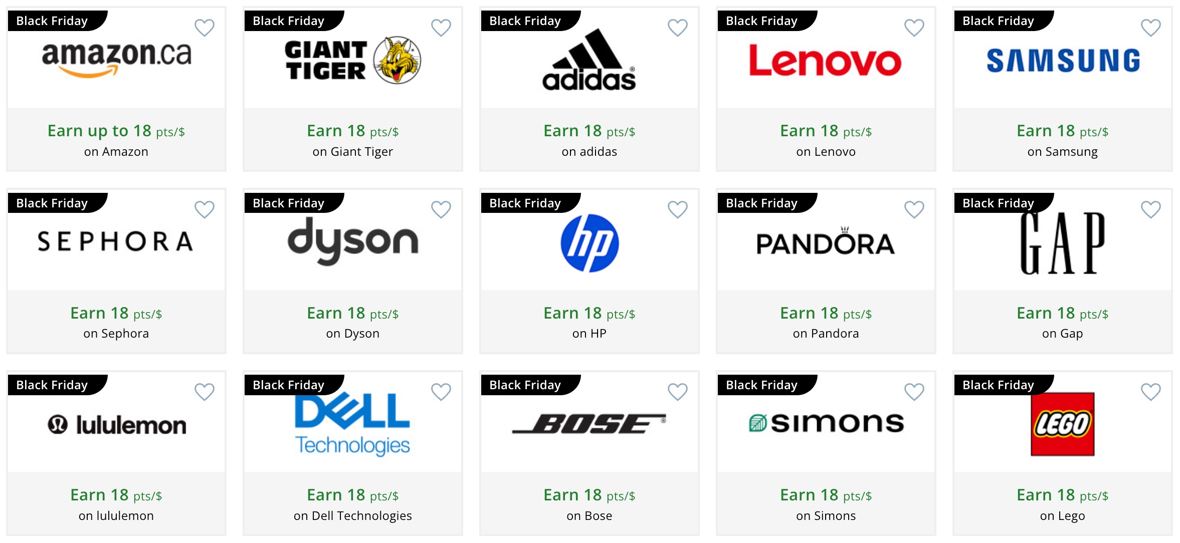 Aeroplan eStore black friday 2025 merchants