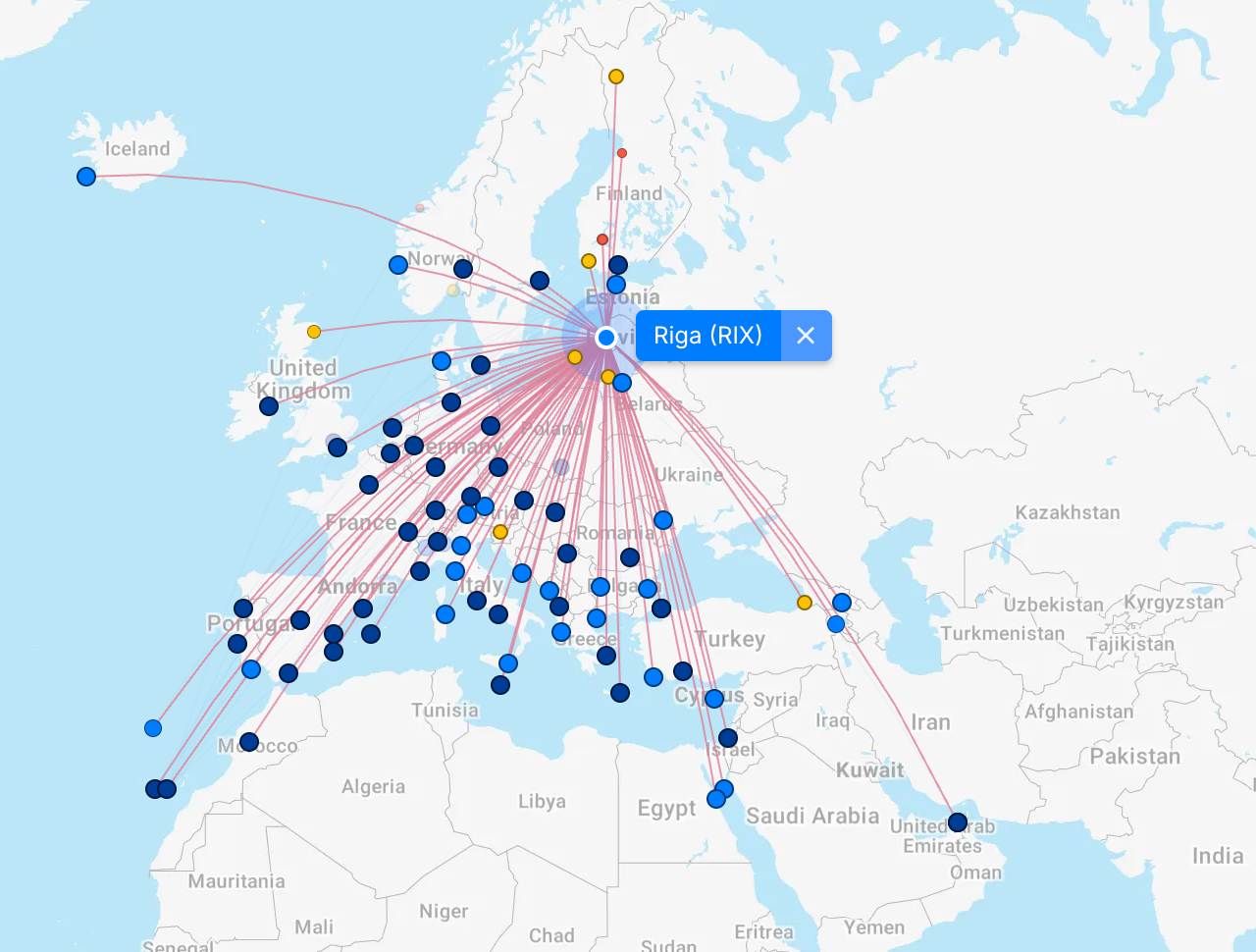 Route map Air Baltic BT 12 17 2025 10 45 PM
