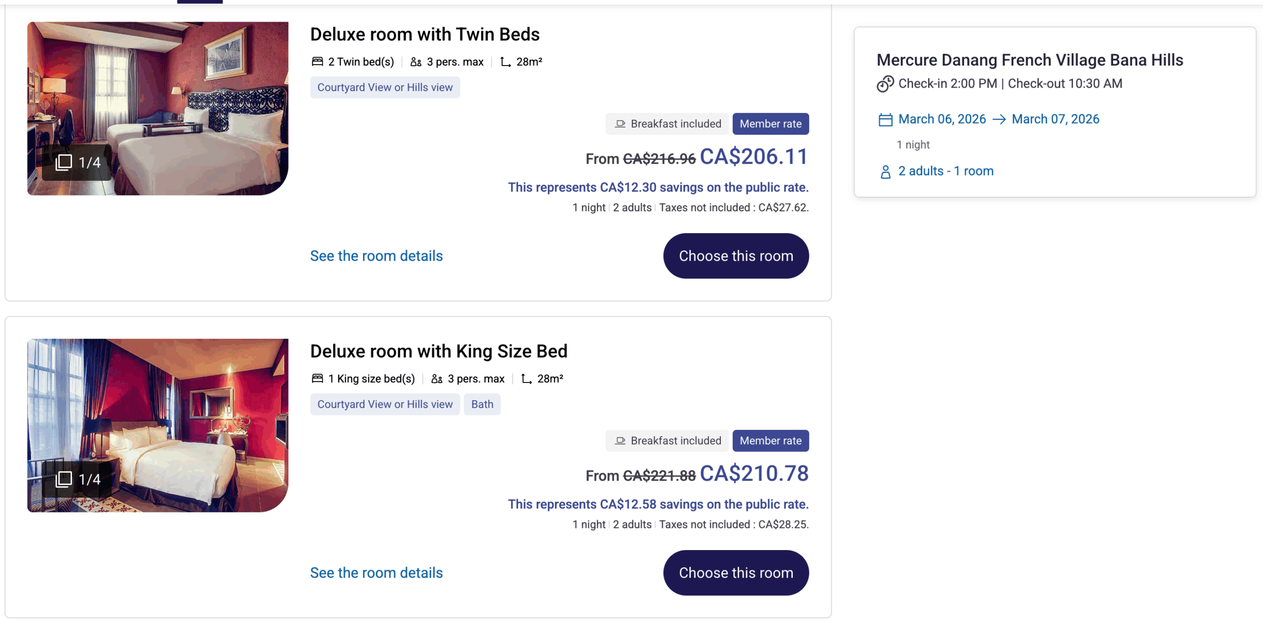 Mercure Danang French Village Bana Hills member rate