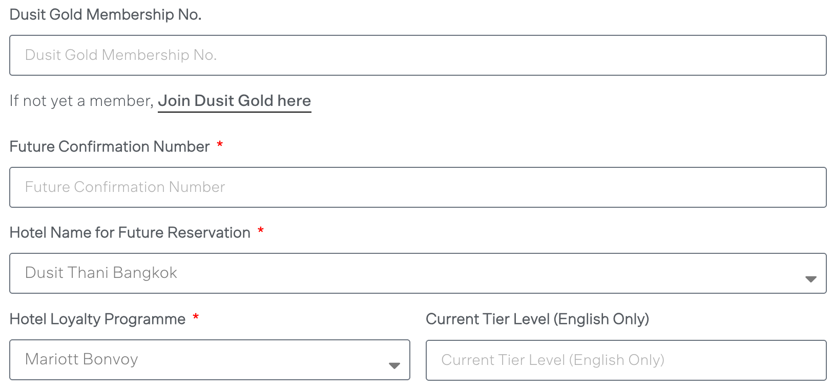 Status Match Dusit Gold Future Reservation