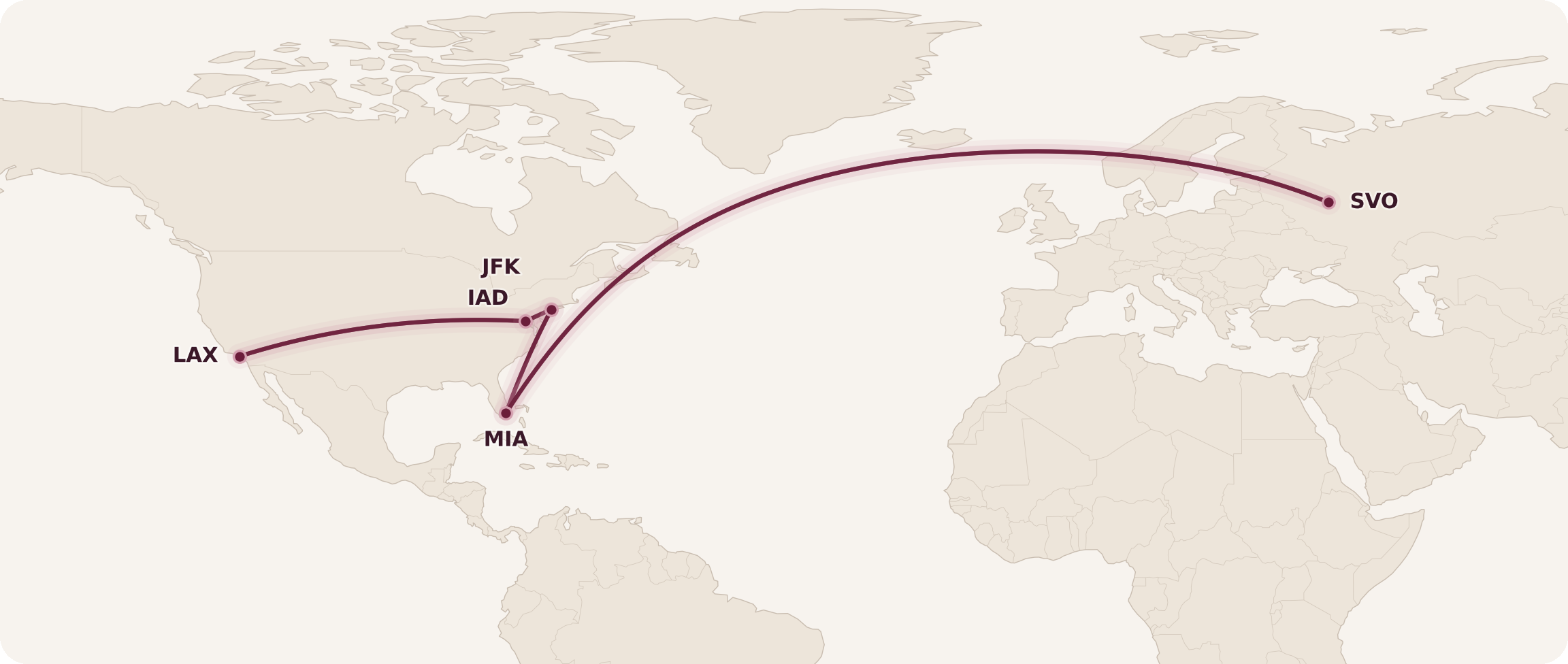 Aeroflot North America Route Map | Prince of Travel | Travel Talk