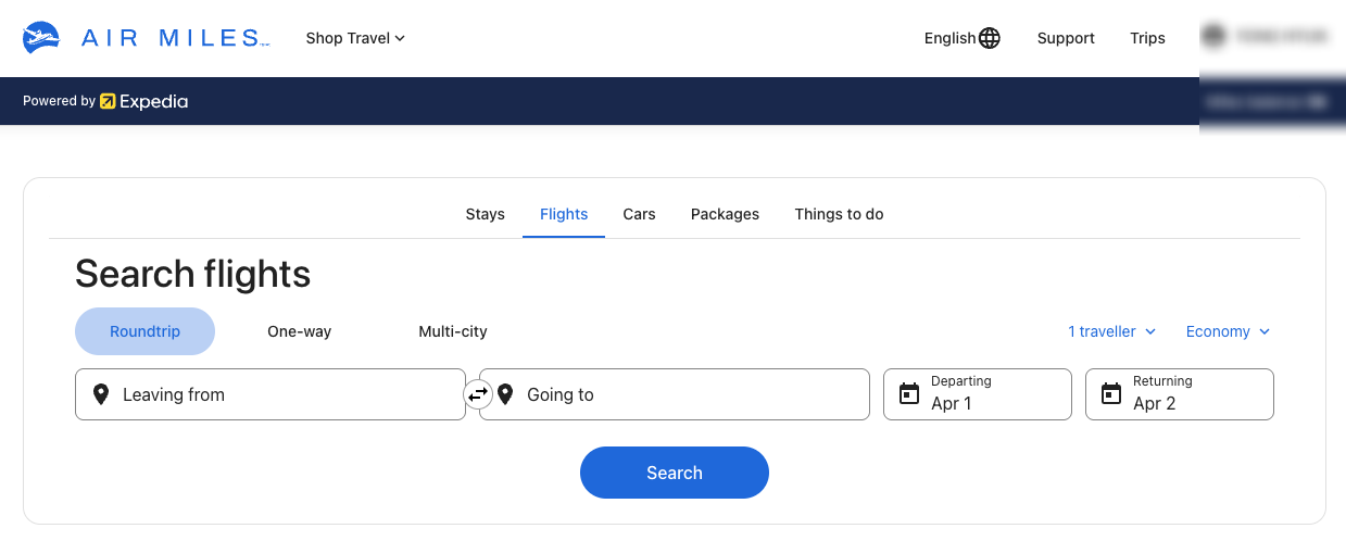 AIR MILES Travel powered by Expedia — book hotels, flights, and packages