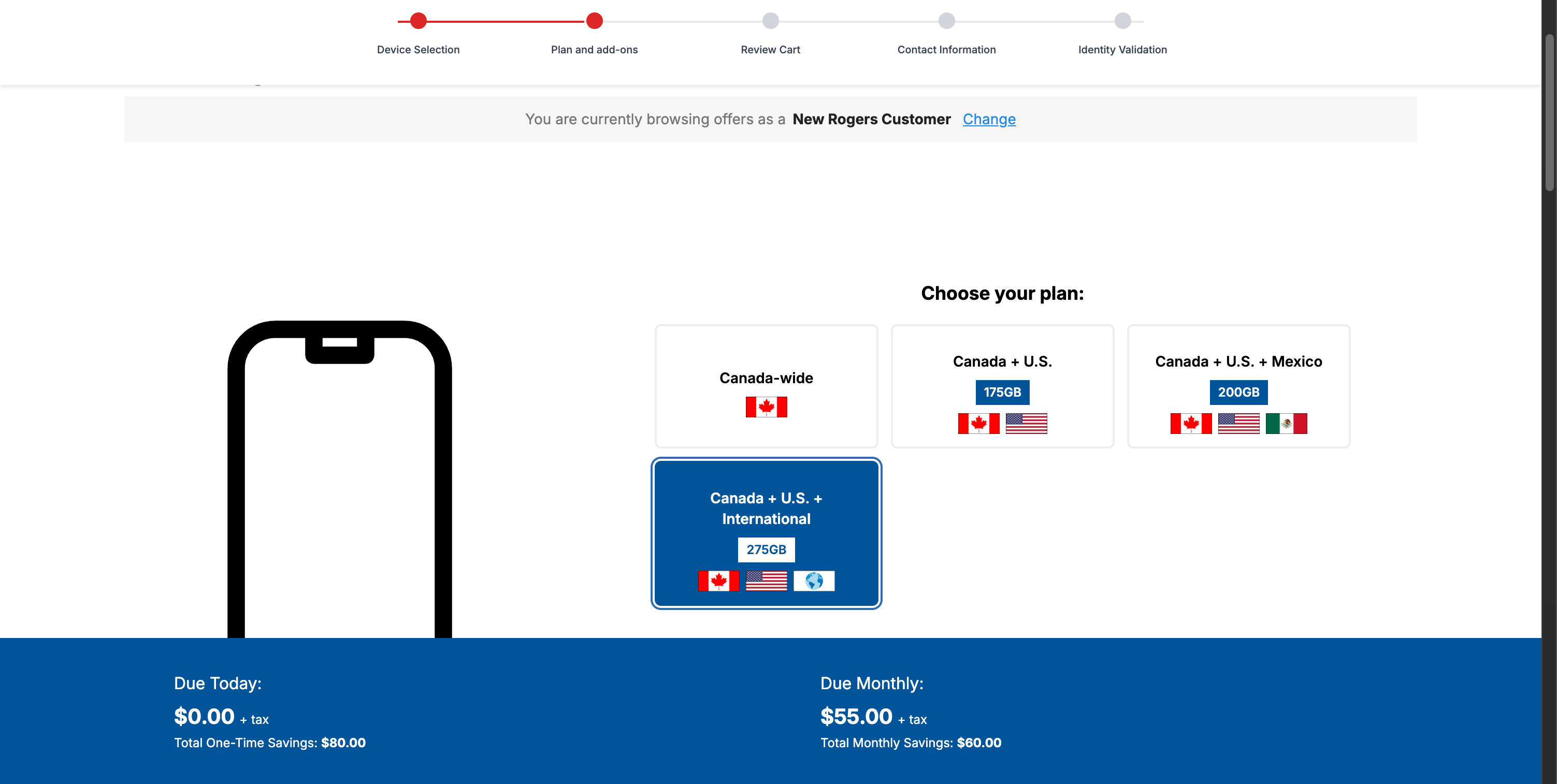 Rogers Global plan options with Roam Like Home included