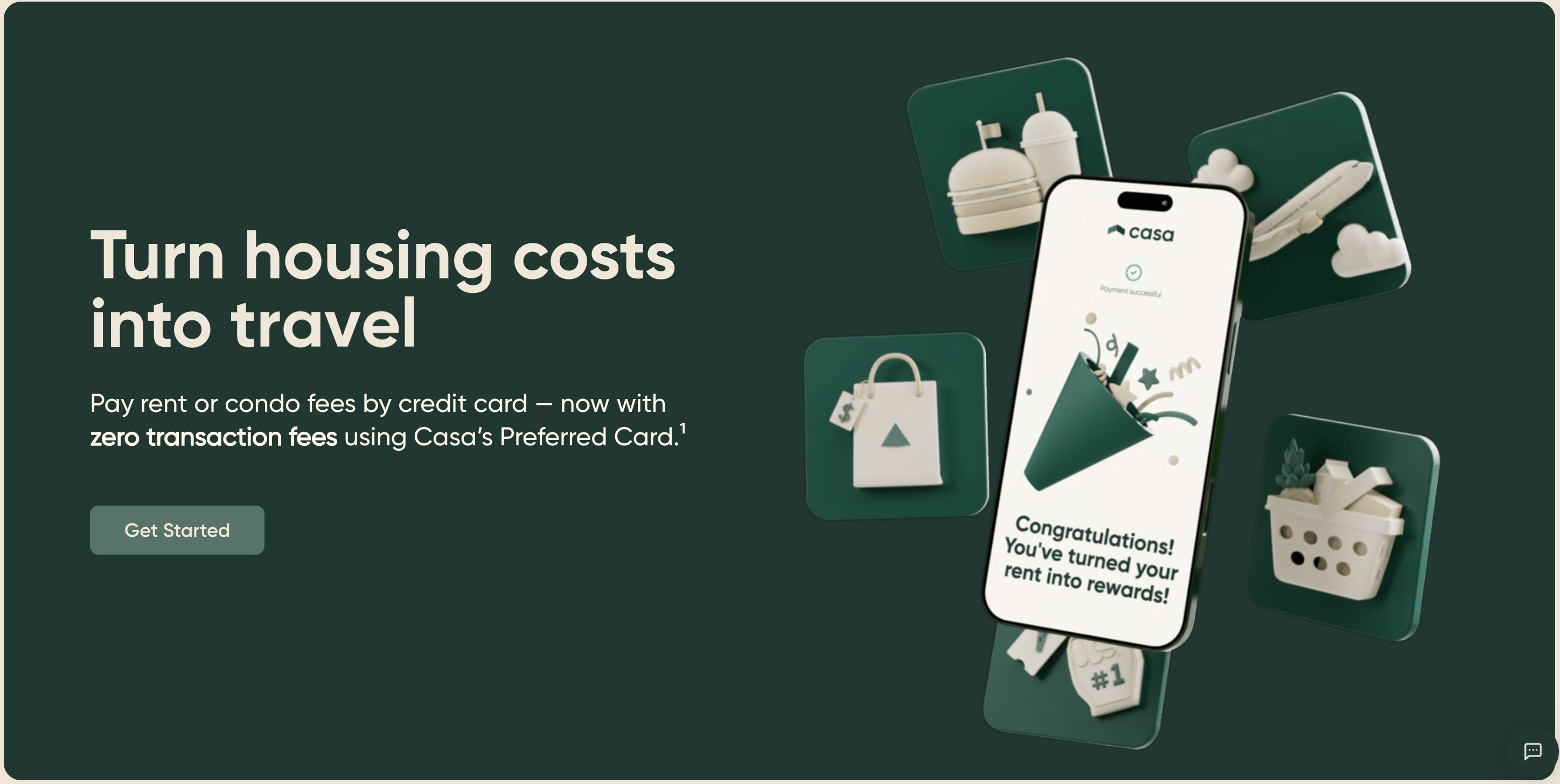 Casa platform for paying rent with a credit card