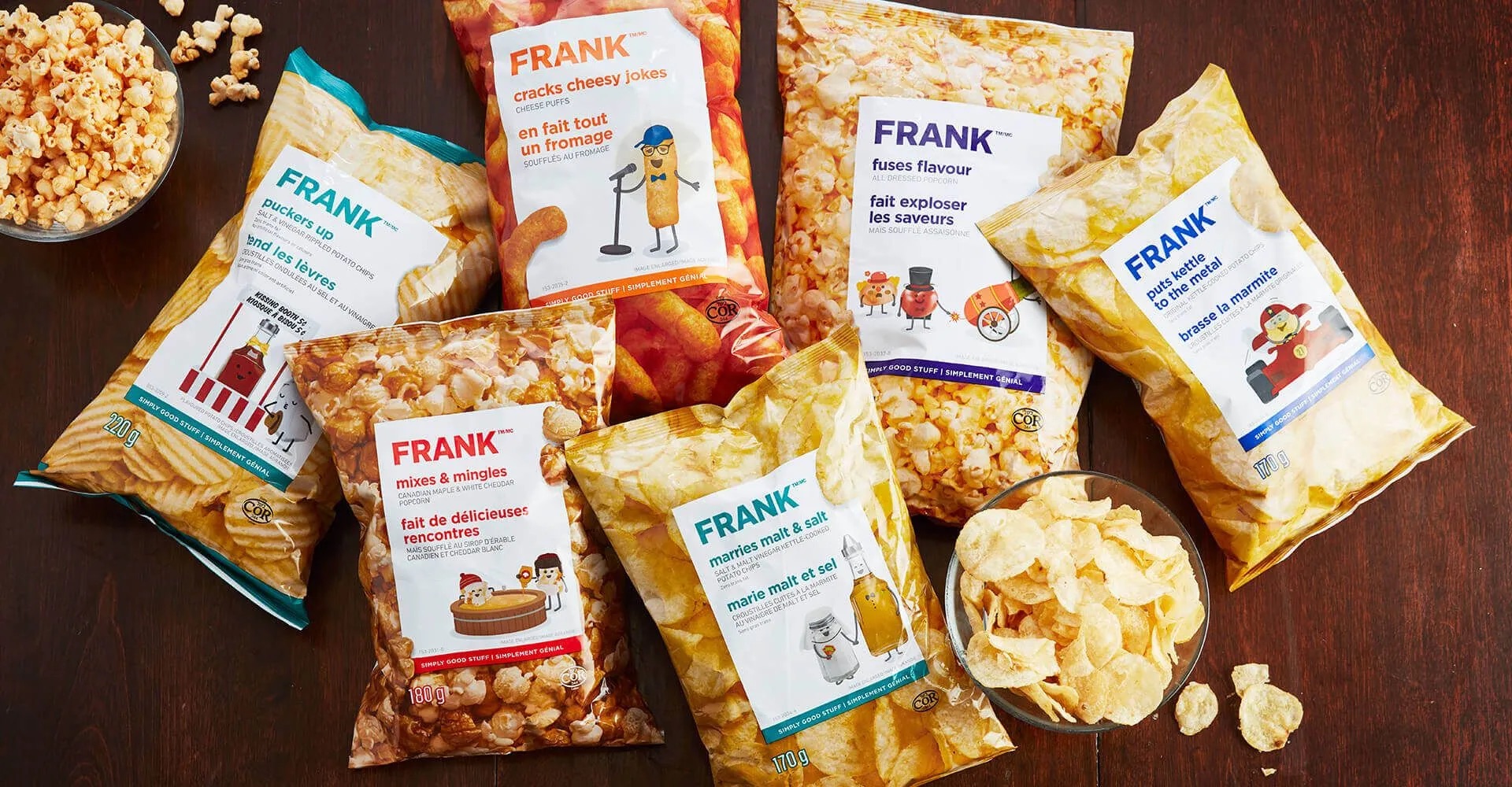 FRANK snacks product lineup from Canadian Tire