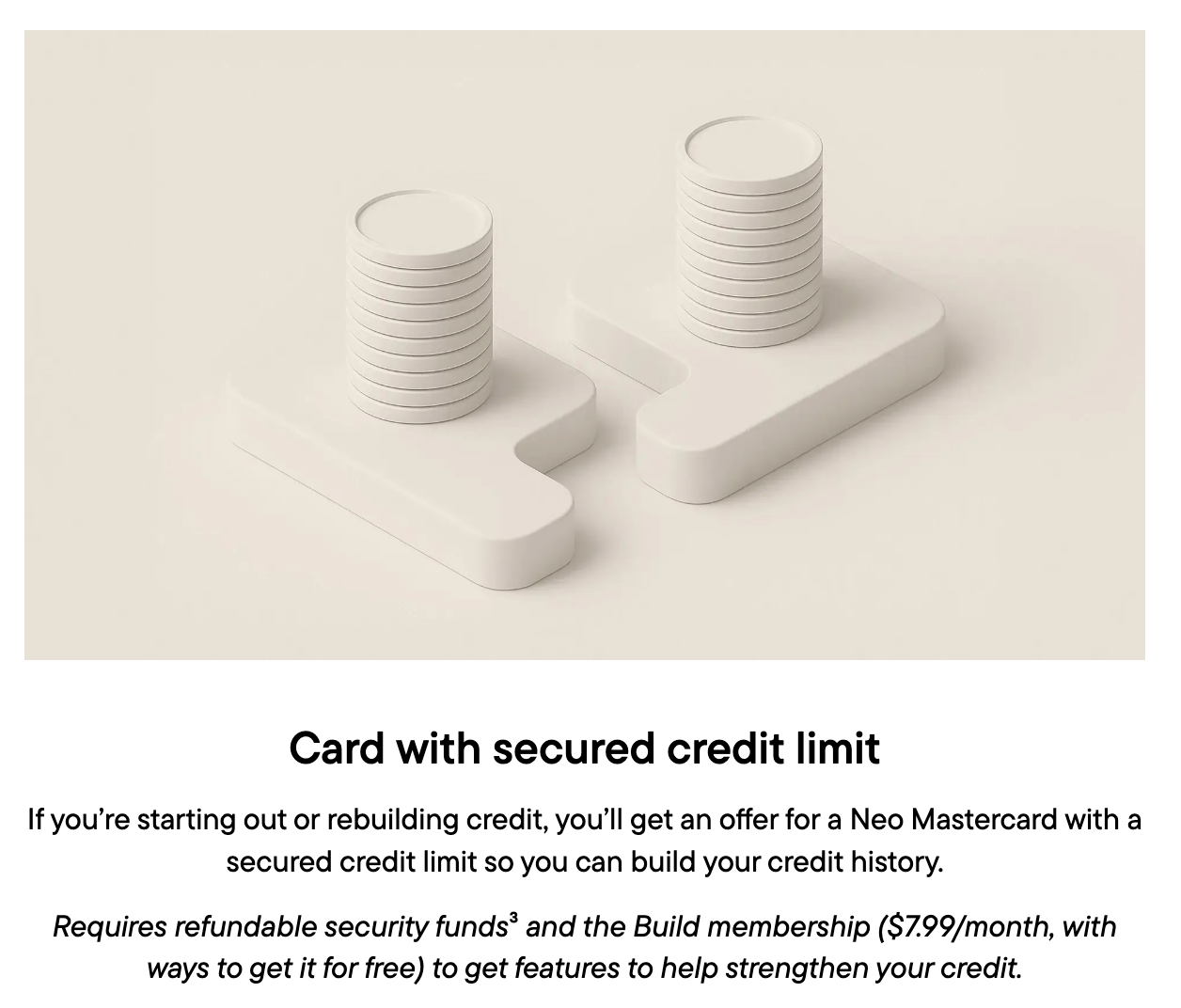 Neo Financial secured credit card option during application