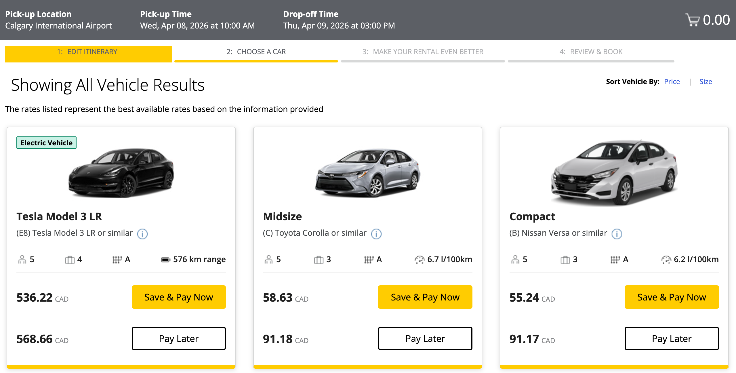 Hertz Amex Platinum rate after exceeding the four-hour grace period at Calgary International Airport