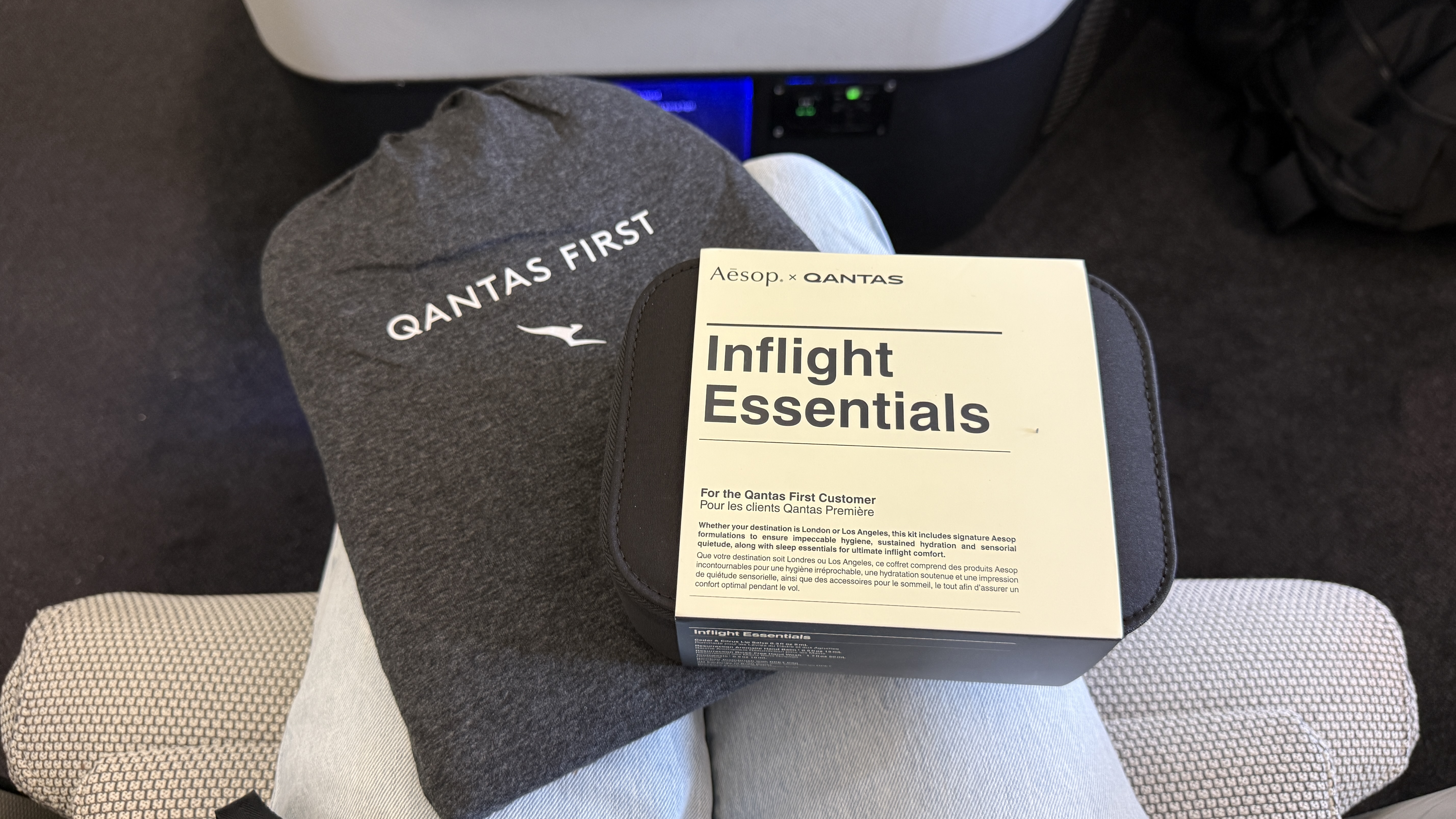 Qantas First Class amenity kit
