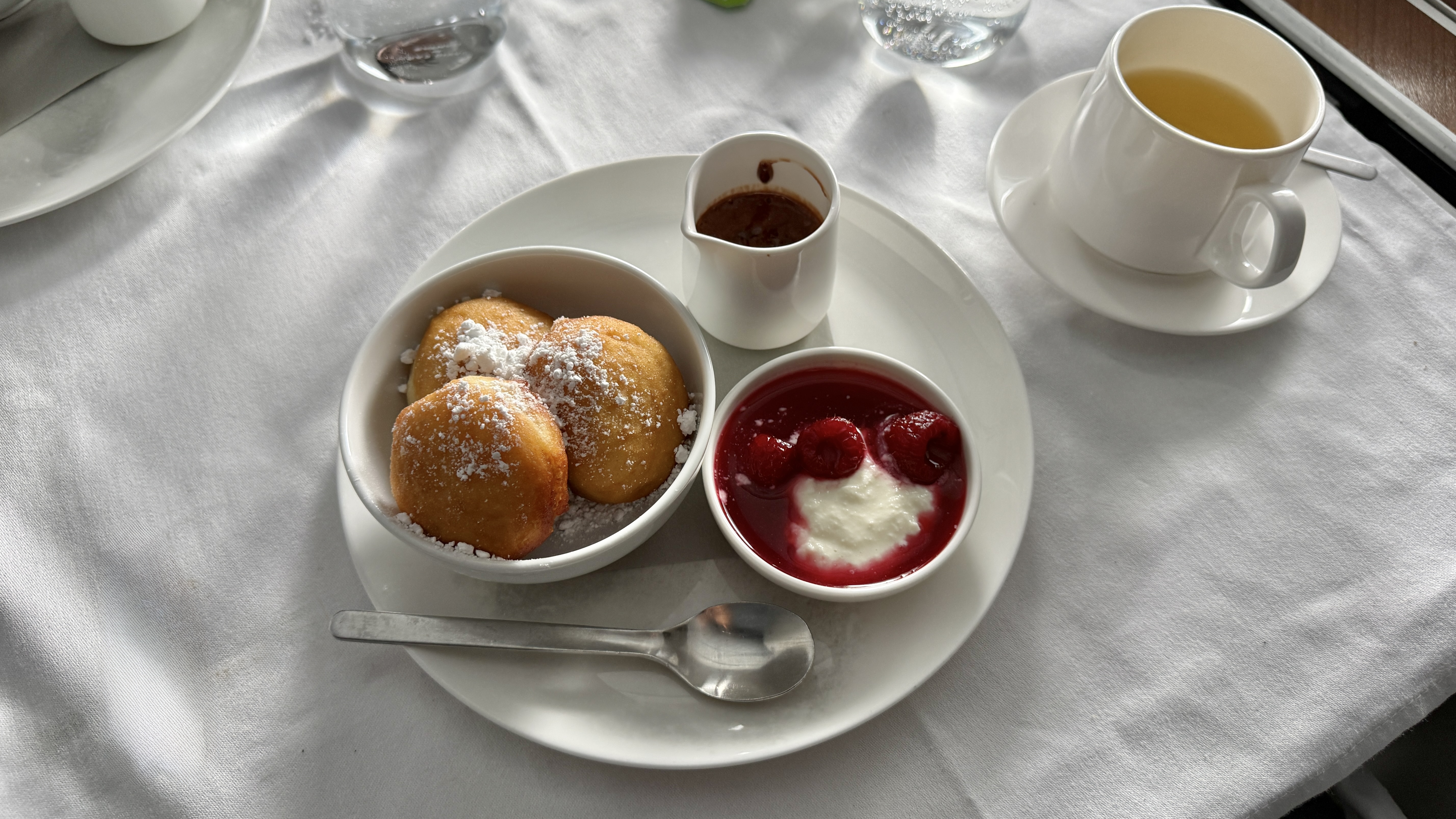 Qantas First Class beignets