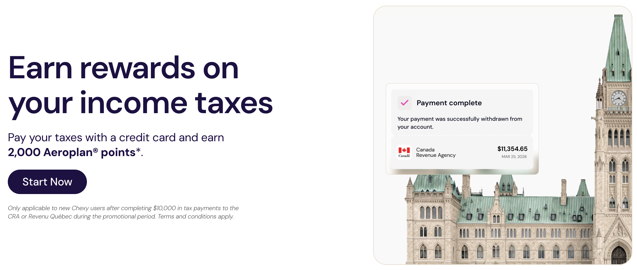 Bezahlen Sie Einkommenssteuern mit einer Kreditkarte in Kanada über Chexy