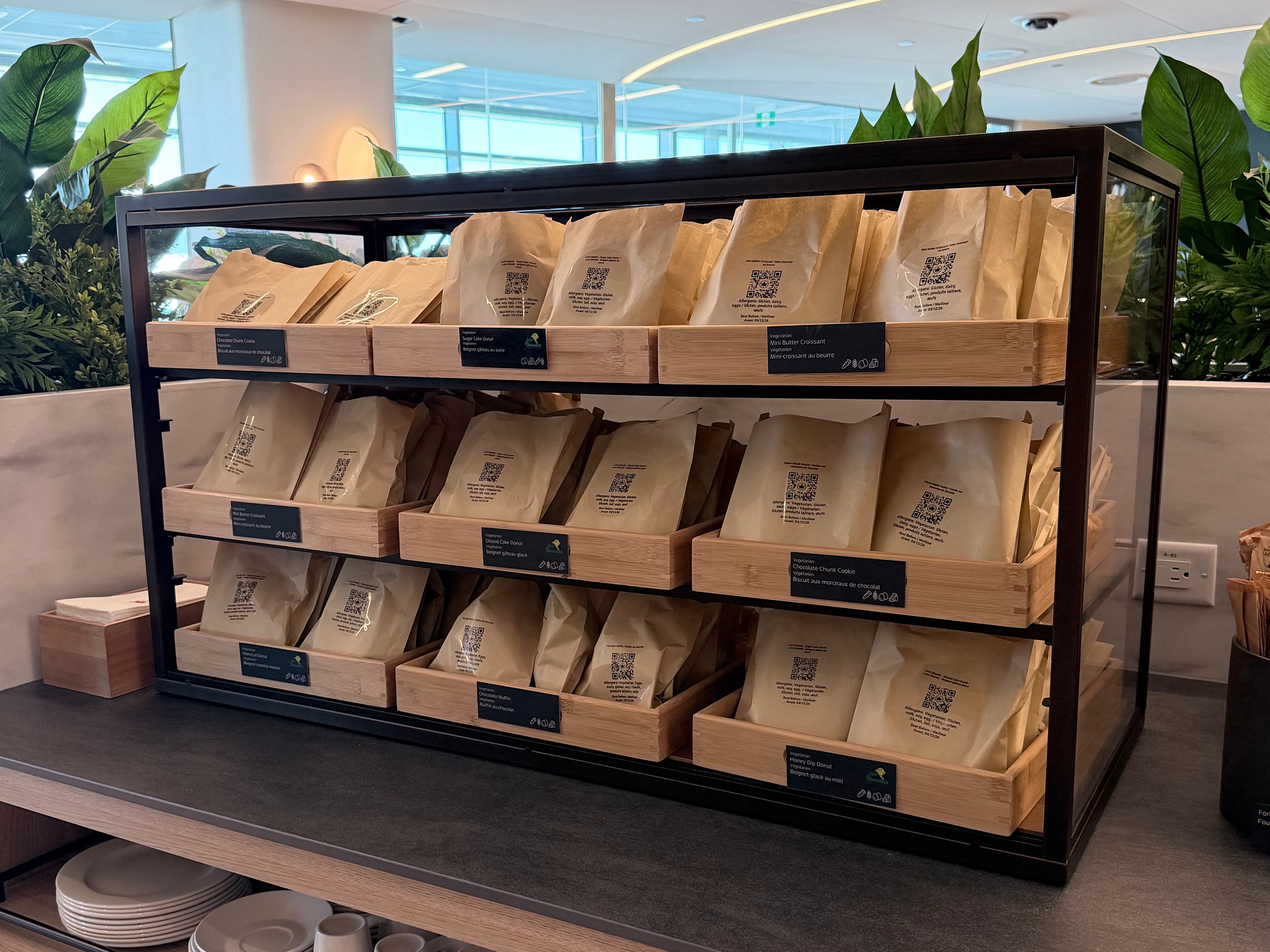 Pre-packed grab-and-go meal bags at the Air Canada Café YVR
