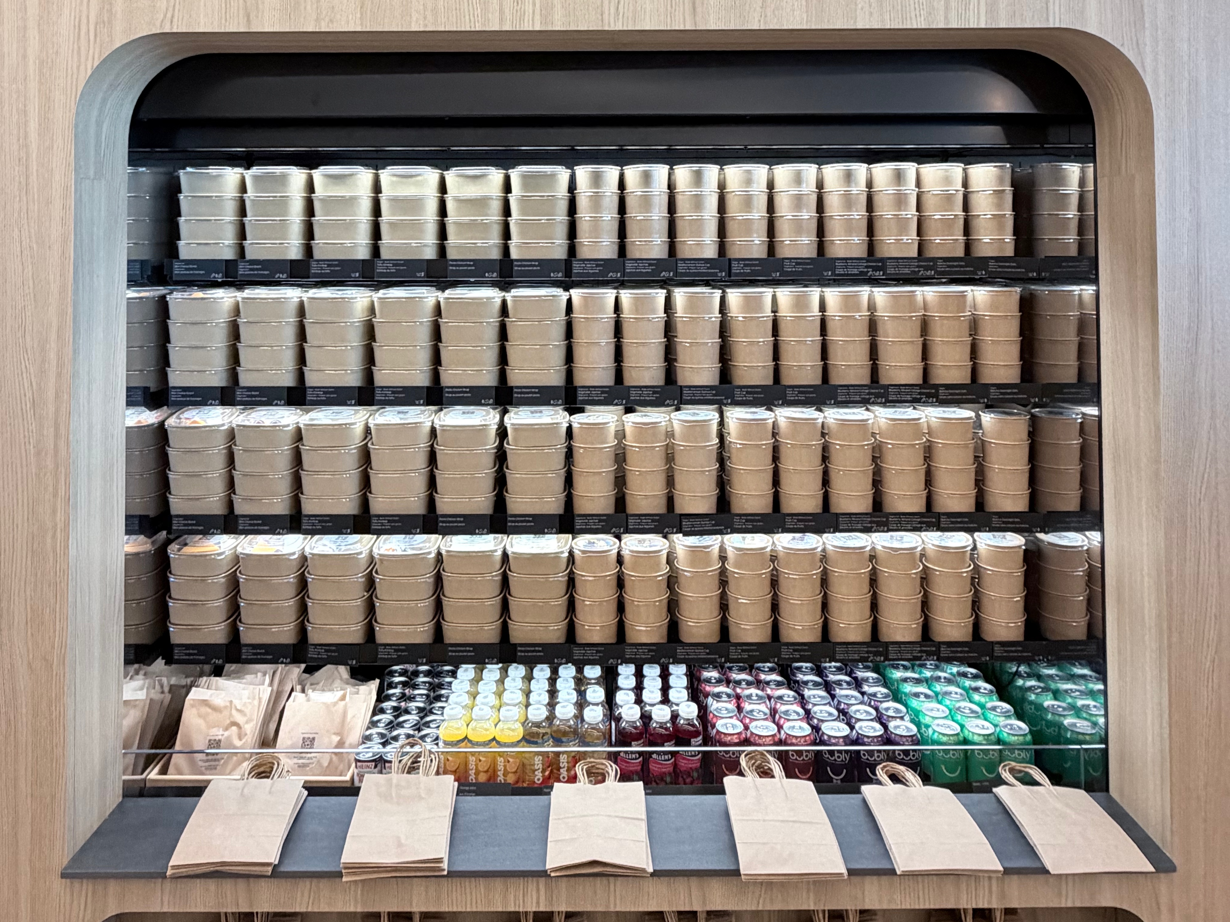 Grab-and-go food wall at the Air Canada Café YVR