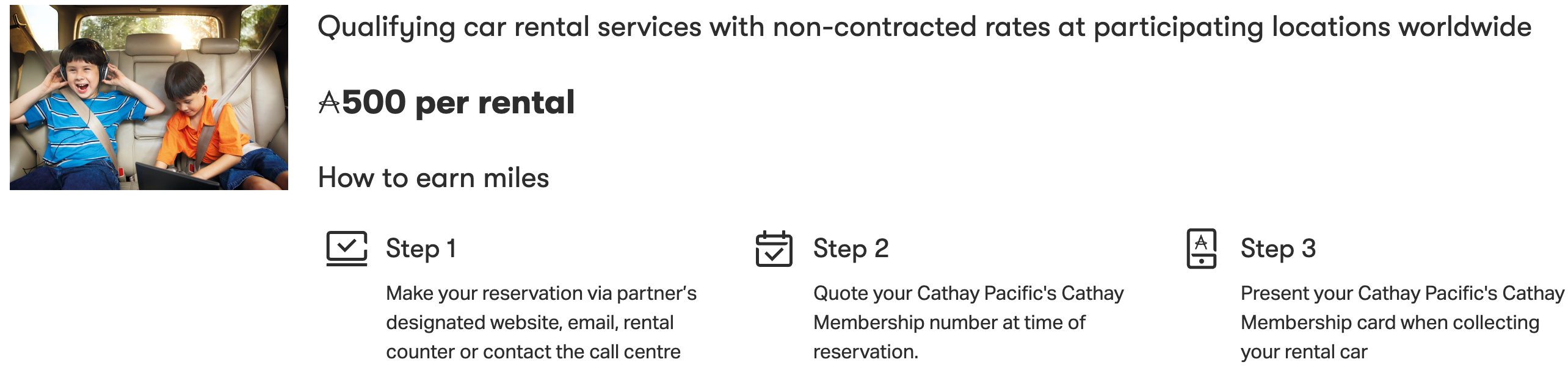 Asia Miles Budget car rental earning rate