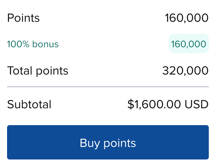 Hilton Honors buy points 160,000 cap