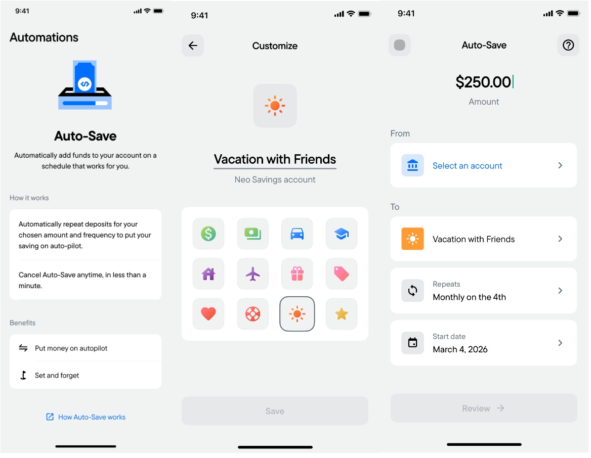 Neo Savings Auto-Save in the Neo app