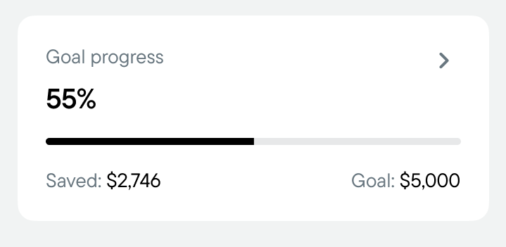 Neo Savings goal progress tracker in the Neo app