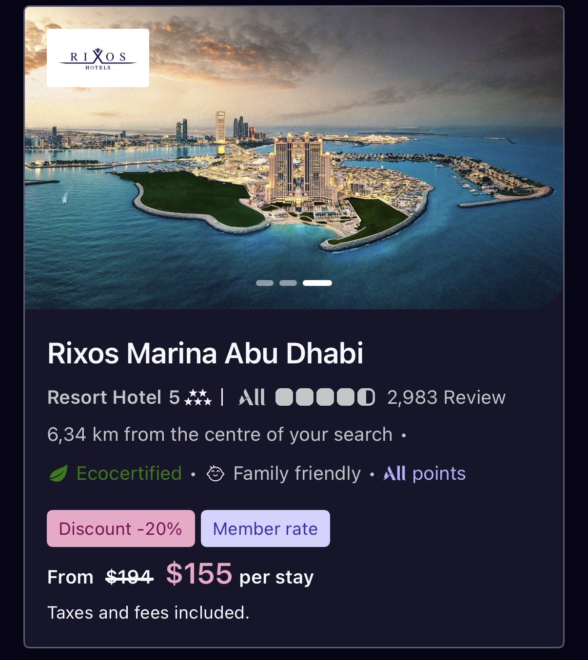 Rixos Abu Dhabi property showing a Red Hot Rooms member rate