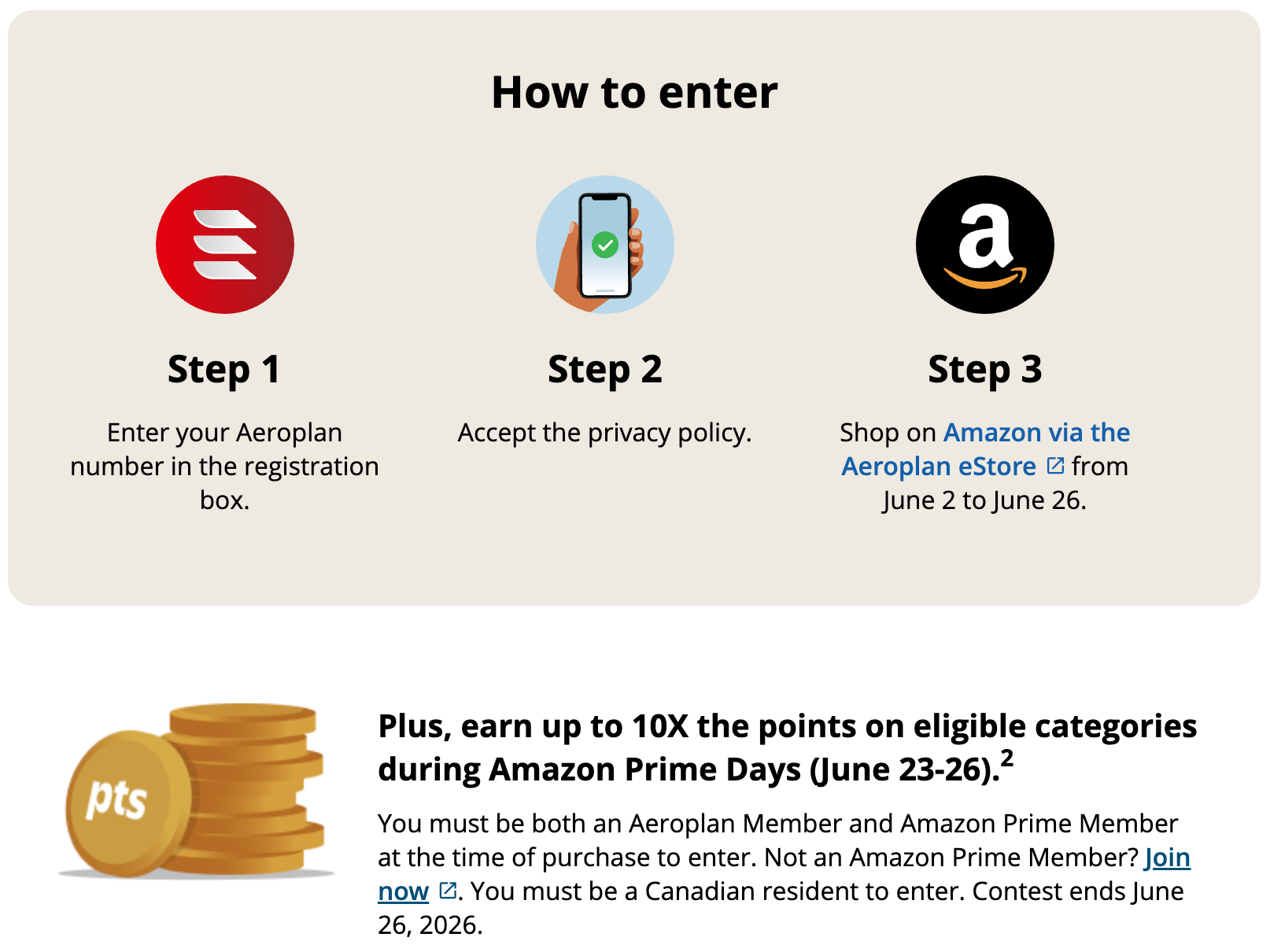 Aeroplan and Amazon Dream Destinations Delivered contest how to enter steps