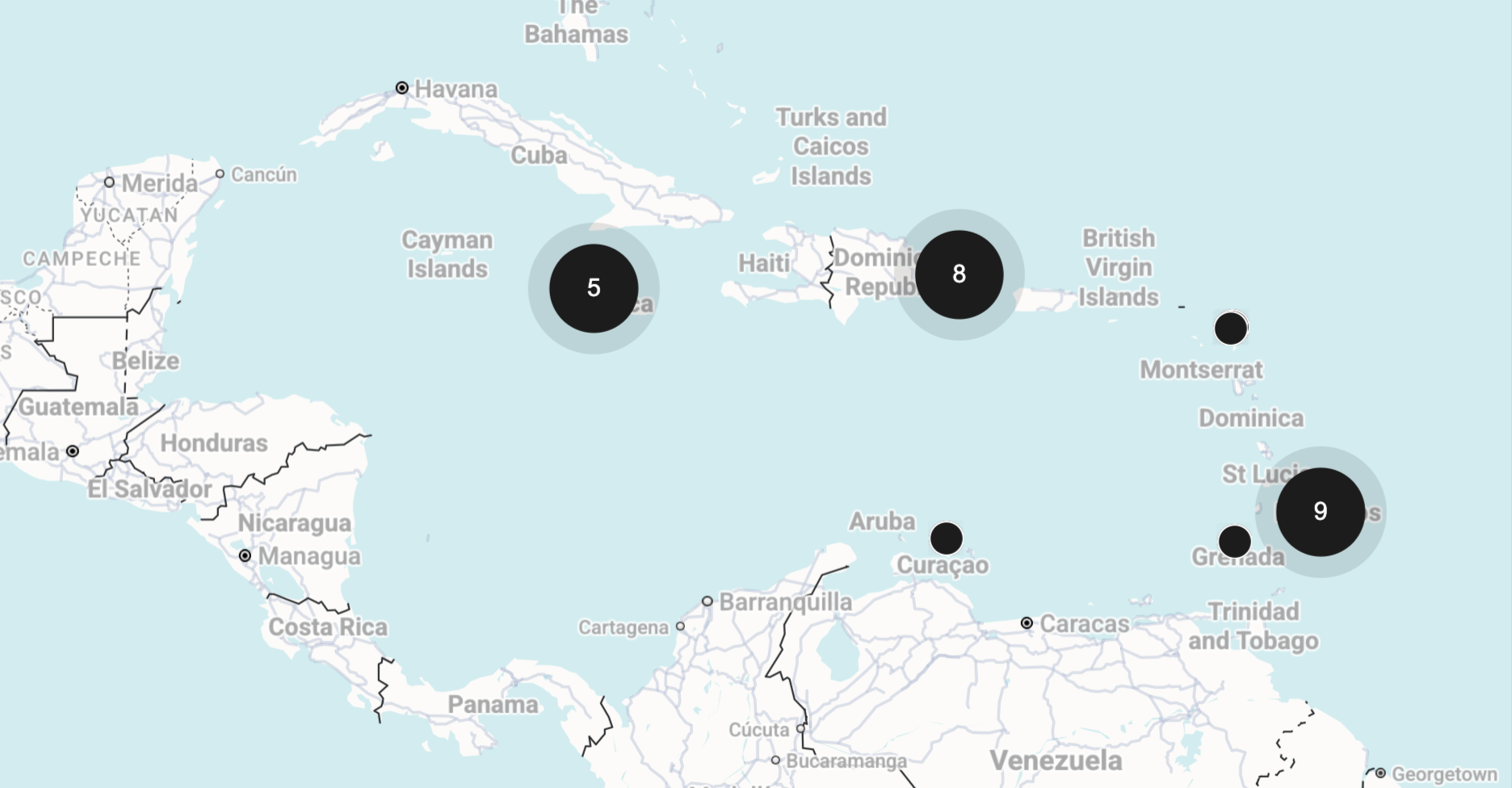 Map of All-Inclusive by Marriott Bonvoy resort locations across the Caribbean