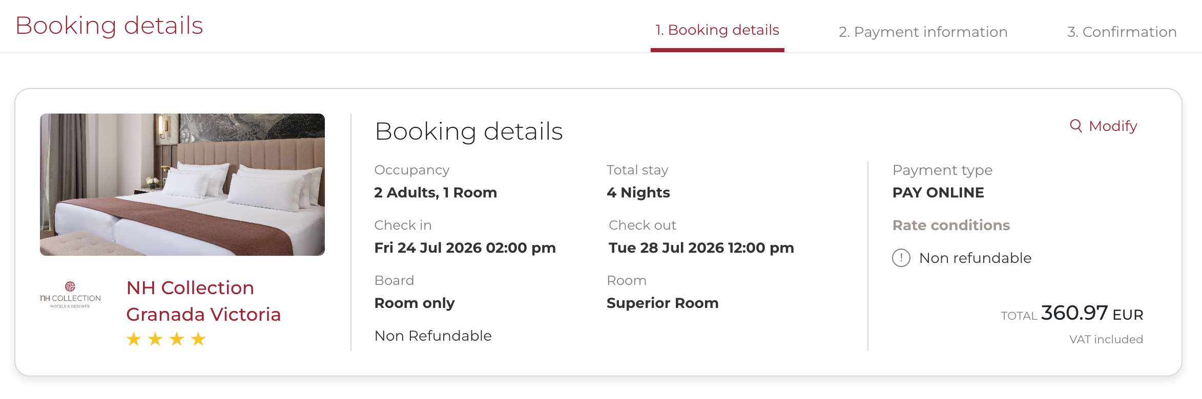 NH Collection Granada Victoria cash rate booked directly