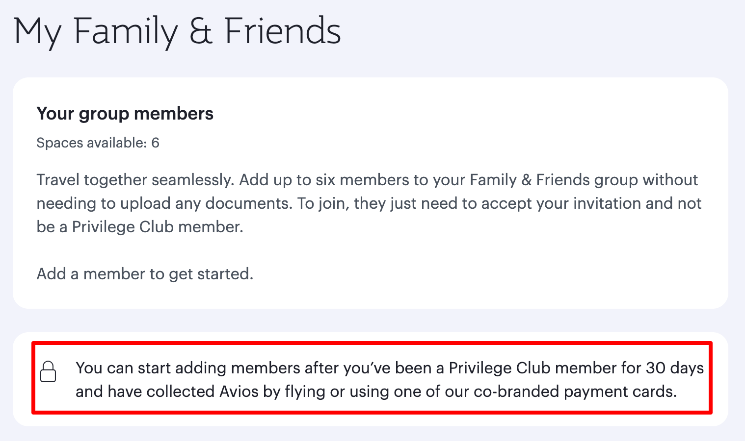 Qatar Airways Family and Friends list screen