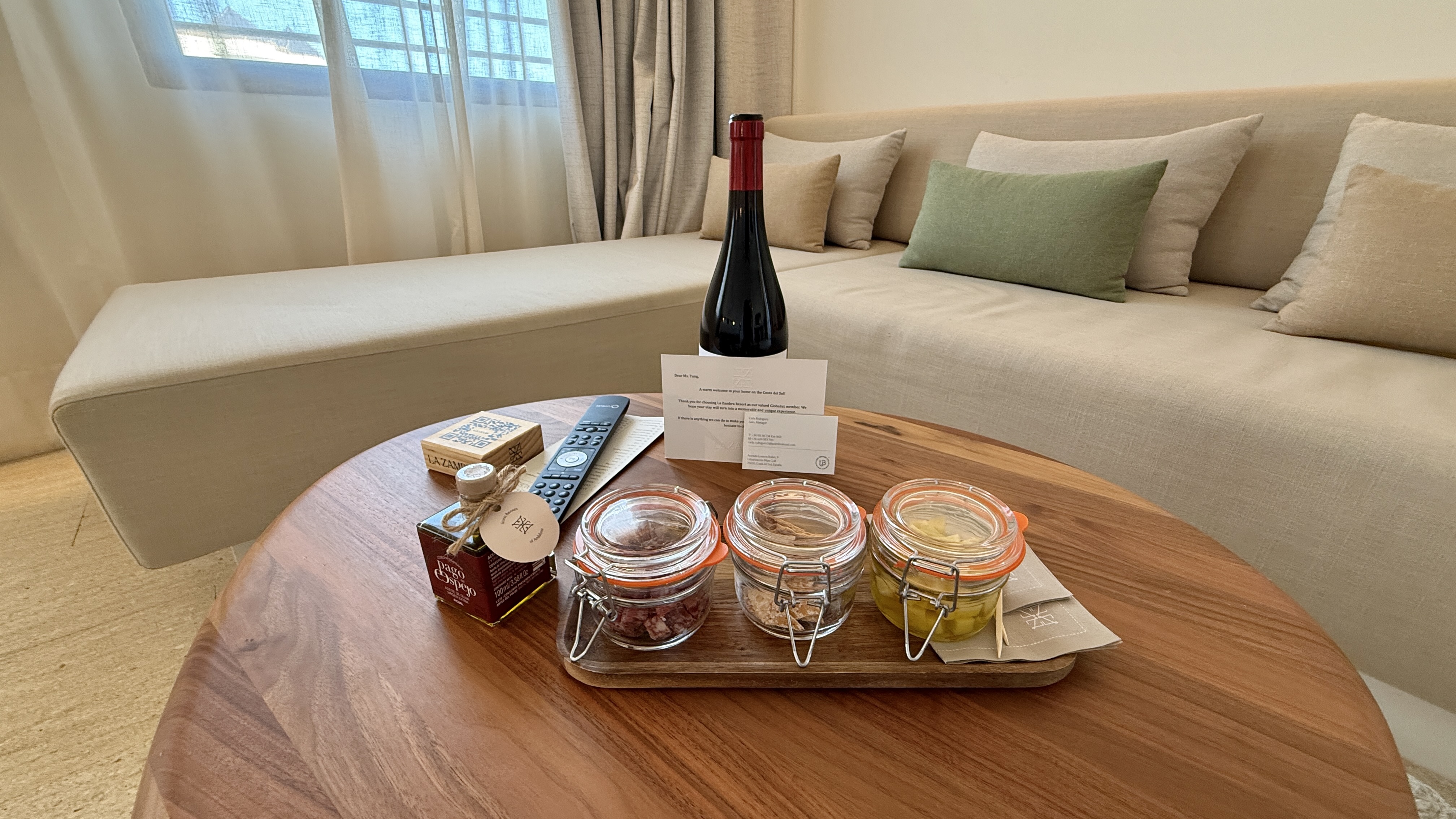 La Zambra Resort - Junior Suite Welcome Amenities