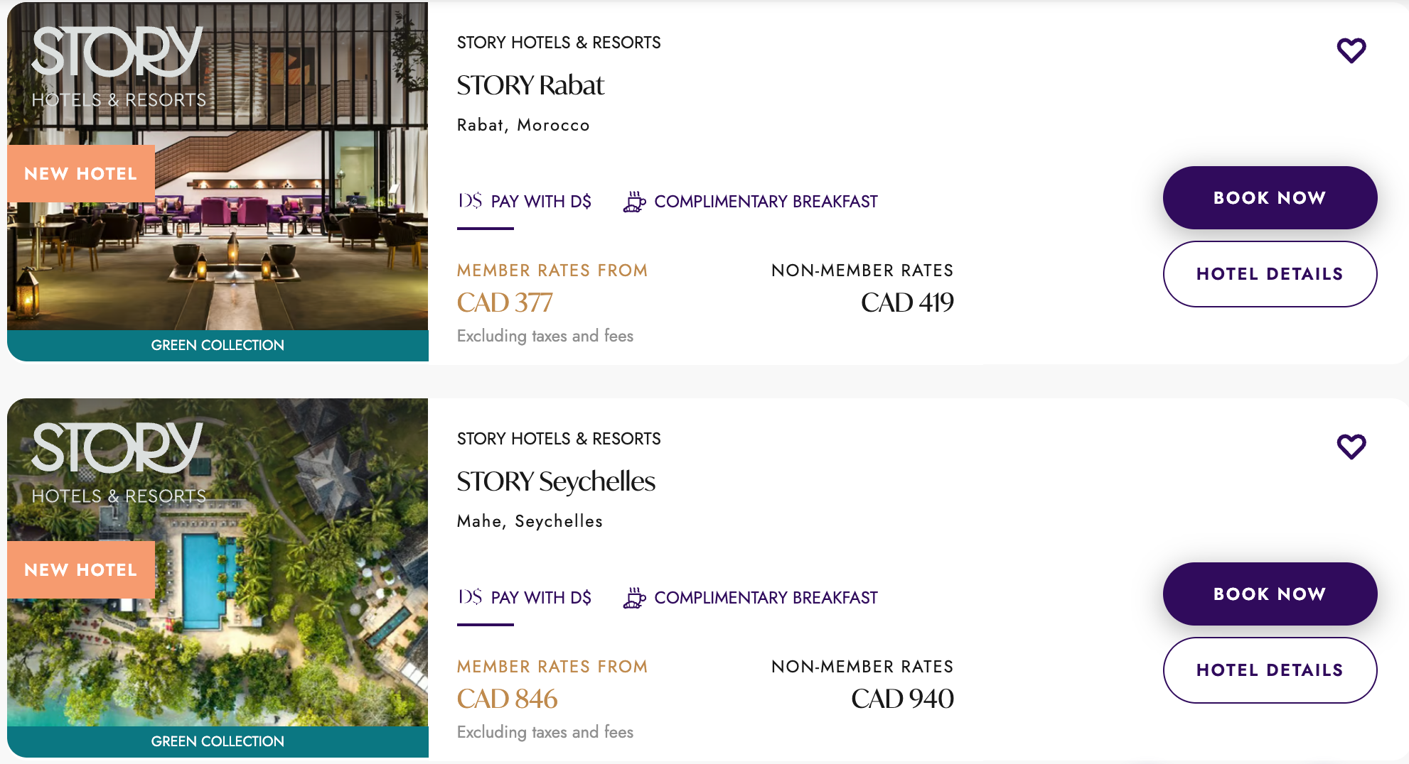 STORY Rabat and STORY Seychelles bookable with Discovery Dollars and complimentary breakfast on GHA Discovery